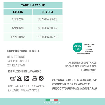 Calzini Bambino COTONE LEGGERO FILO DI SCOZIA 4 Paia, Calze leggere e traspiranti Made in Italy ASS1