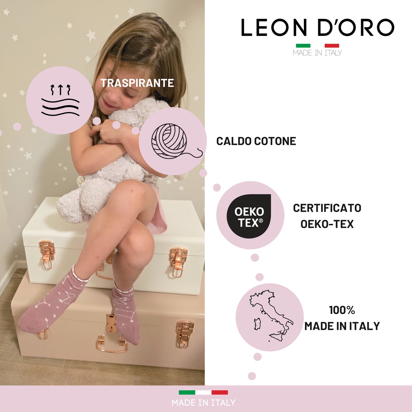Calzini Bambina Caldo Cotone 6 Paia Calze Bimba Calze Bambina invernali Made in Italy ASS2