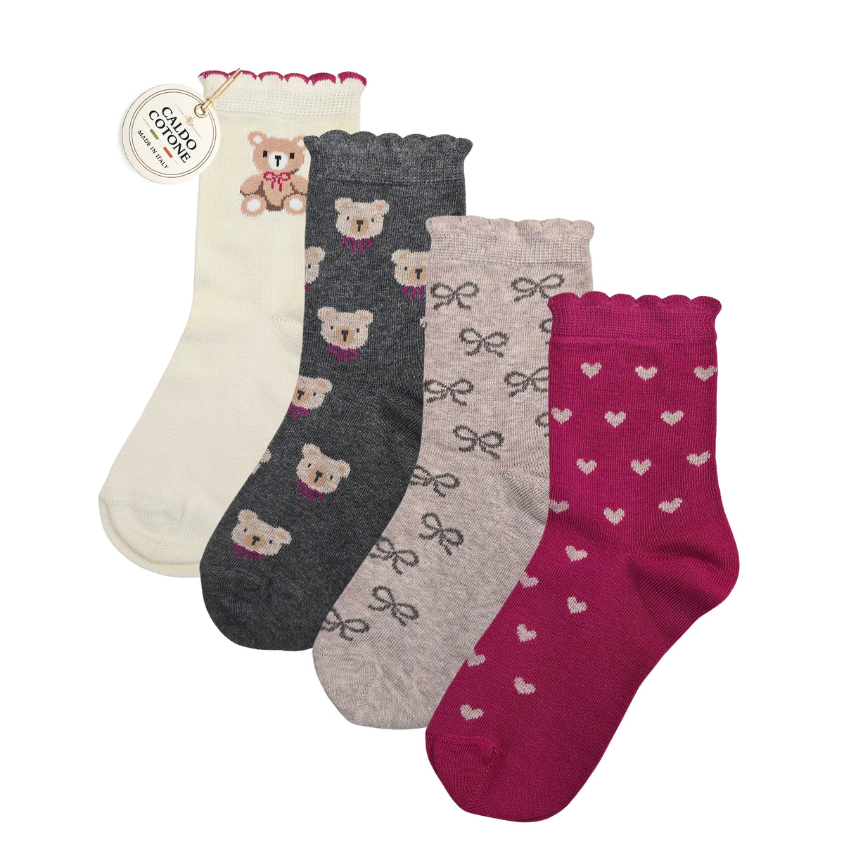 Calzini Bambina CALDO COTONE 4 Paia Calze Bimba Calze Bambina Made in Italy ASS3