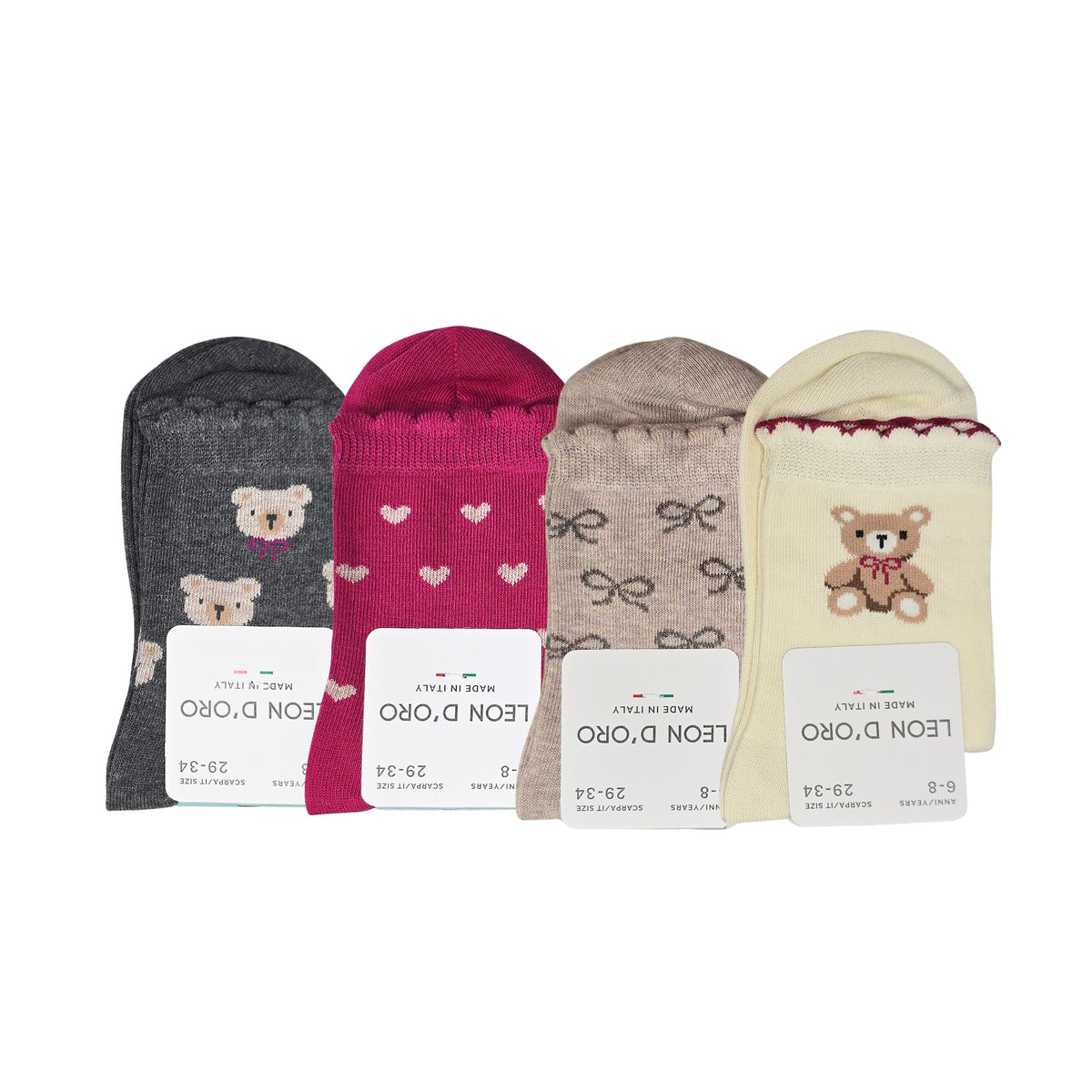 Calzini Bambina CALDO COTONE 4 Paia Calze Bimba Calze Bambina Made in Italy ASS3