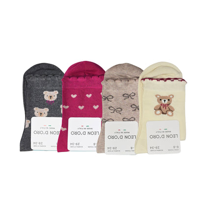Calzini Bambina CALDO COTONE 4 Paia Calze Bimba Calze Bambina Made in Italy ASS3
