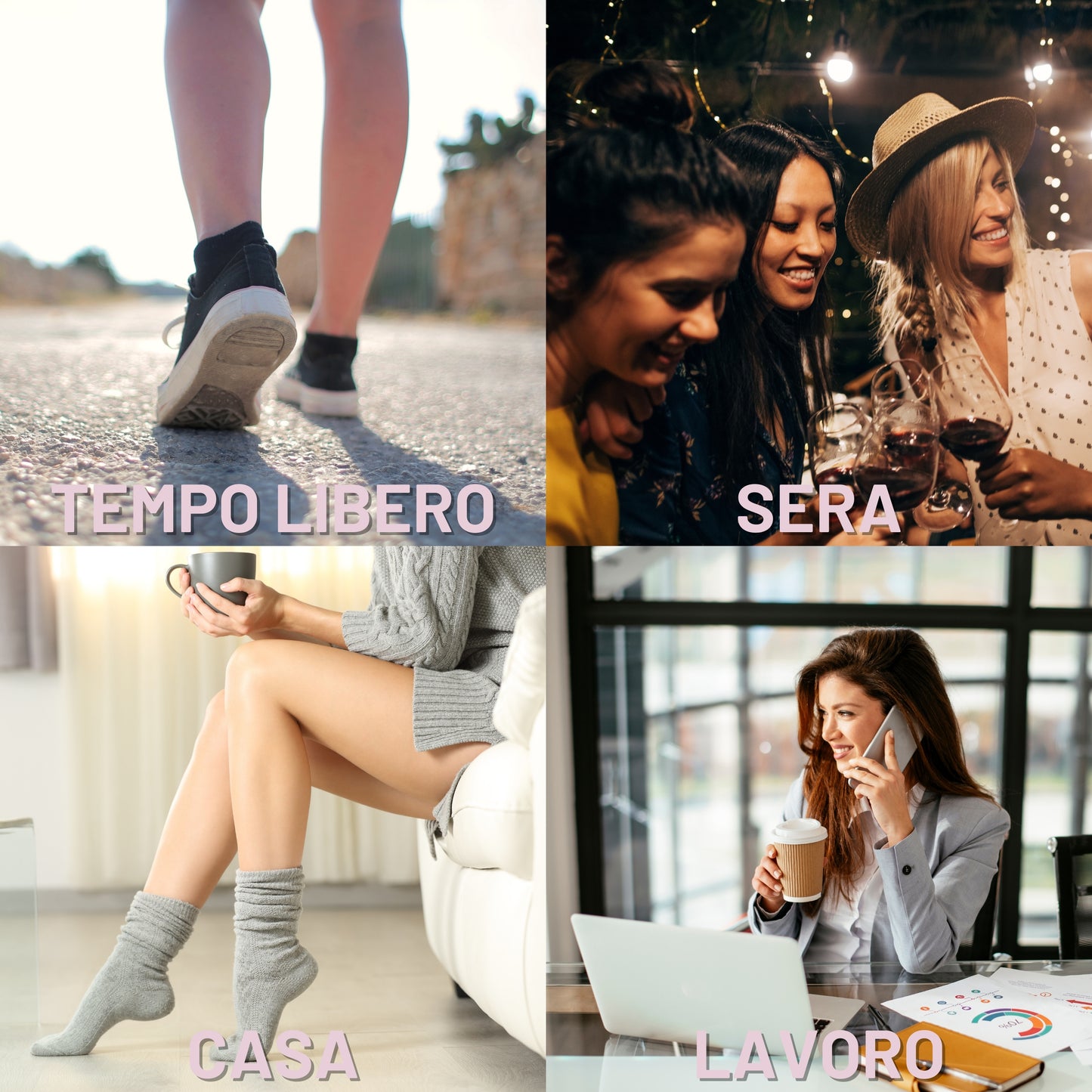 Calzini Donna Cotone Leggero 4 Paia di cui 1 in Omaggio Calze Donna Filo di scozia Made in Italy ASS3