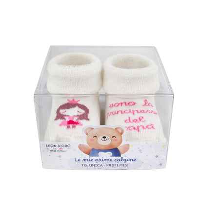 Calze Neonata Calzino Regalo Baby Shower Scarpine Babbucce bambini Primi Mesi Taglia Unica Made in Italy F-ASS2