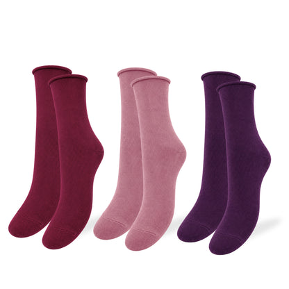 Calzini SENZA ELASTICO Donna CALDO COTONE 3 Paia Calzino Corto Moda Made in Italy ASS PINK
