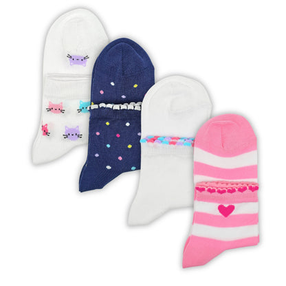 Calzini Bambina Cotone Filo di Scozia 4 Paia Calze leggere e traspiranti Made in Italy ASS1