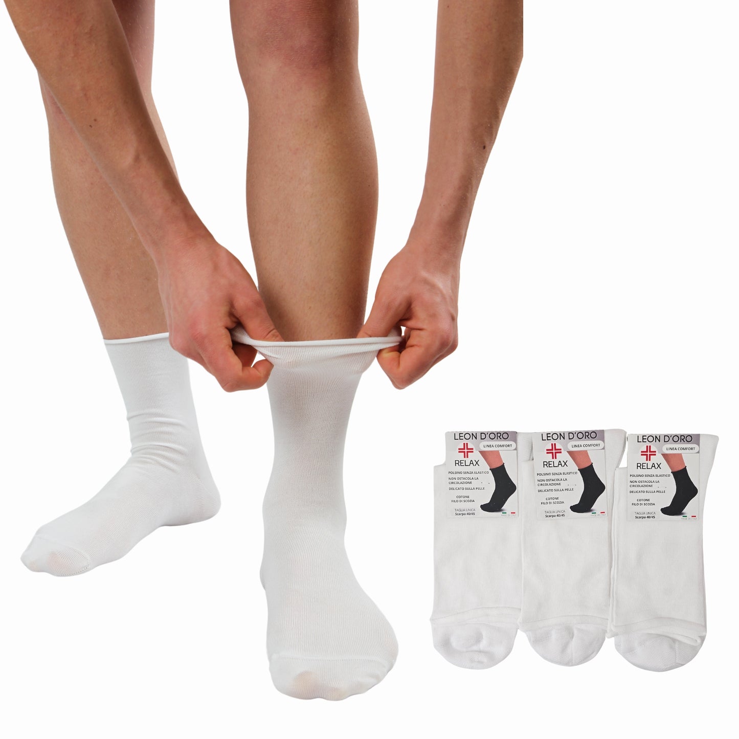 Calze per Diabetici 3 o 6 paia Calze Uomo Sanitarie Cotone filo di Scozia Calze Donna Senza Elastico calze  Made in Italy
