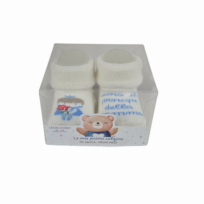 Calze Neonato Calzino Regalo Baby Shower Scarpine Babbucce bambini Primi Mesi Taglia Unica Made in Italy M-ASS2