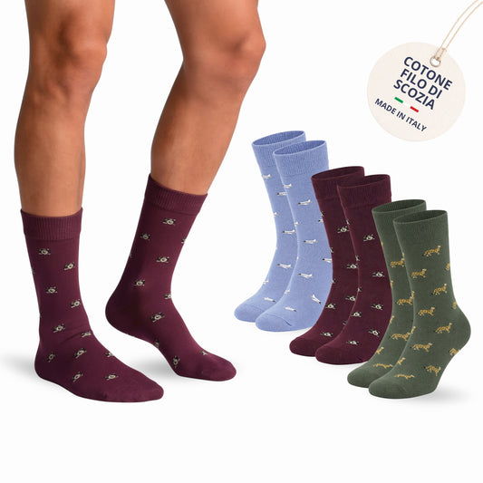 Calze Uomo Cotone Disegni Divertenti corte 3 Paia calze uomo Fantasia calze Filo di Scozia GLOBE