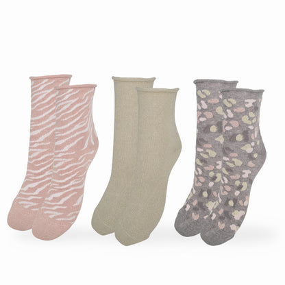 Calzini Senza Elastico Donna Cotone Leggero 3 Paia Calze Donna Viscosa Moda Made in Italy ASS1