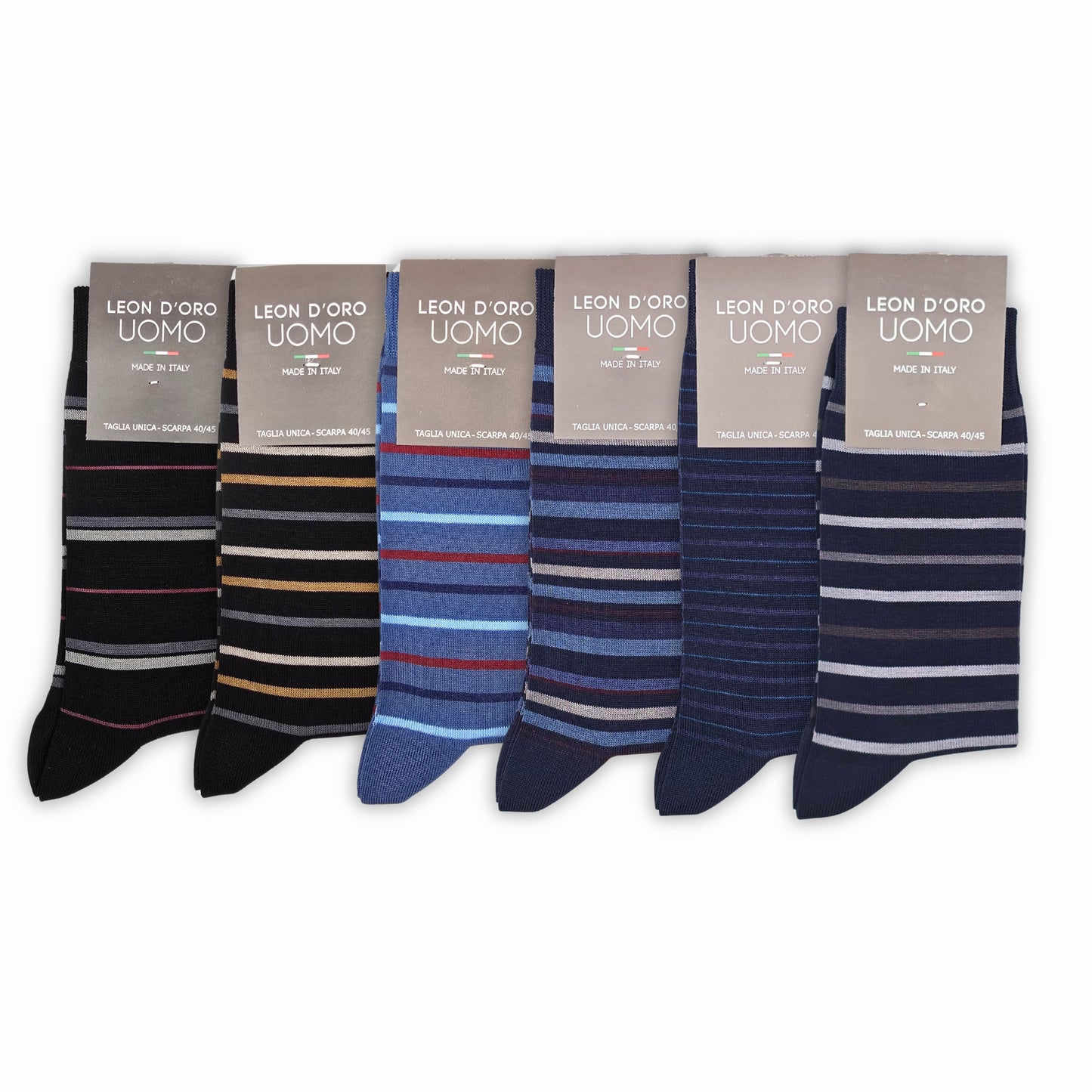 Calze Uomo Cotone Rigate corte 6 Paia calze uomo Fantasia calze Filo di Scozia Moda in Italy