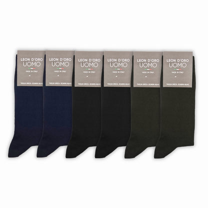 Calze Uomo Cotone corte 6 Paia calze uomo calze Filo di Scozia Moda in Italy TINTA UNITA