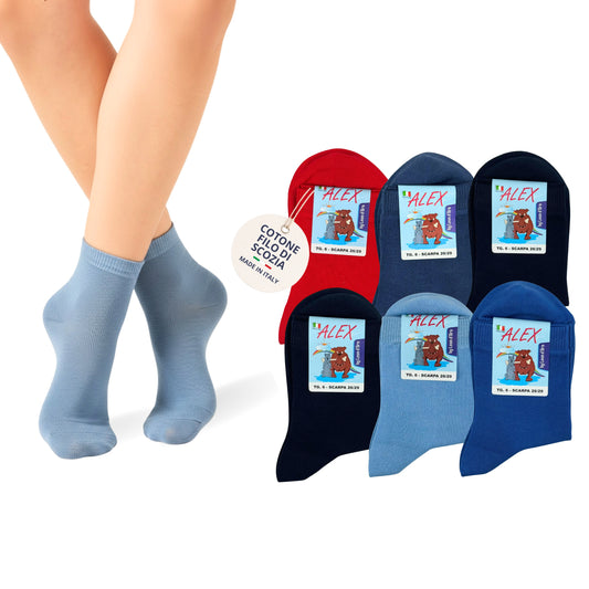 Calzino Bambino COTONE LEGGERO FILO DI SCOZIA Corto 3 Paia Calzini Bambino Calze Bimbo Made in Italy ASS