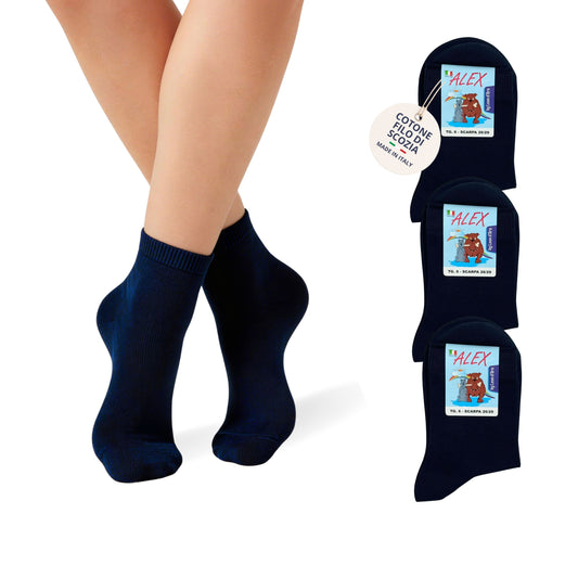 Calzino Bambino COTONE LEGGERO FILO DI SCOZIA Corto 3 Paia Calzini Bambino Calze Bimbo Made in Italy