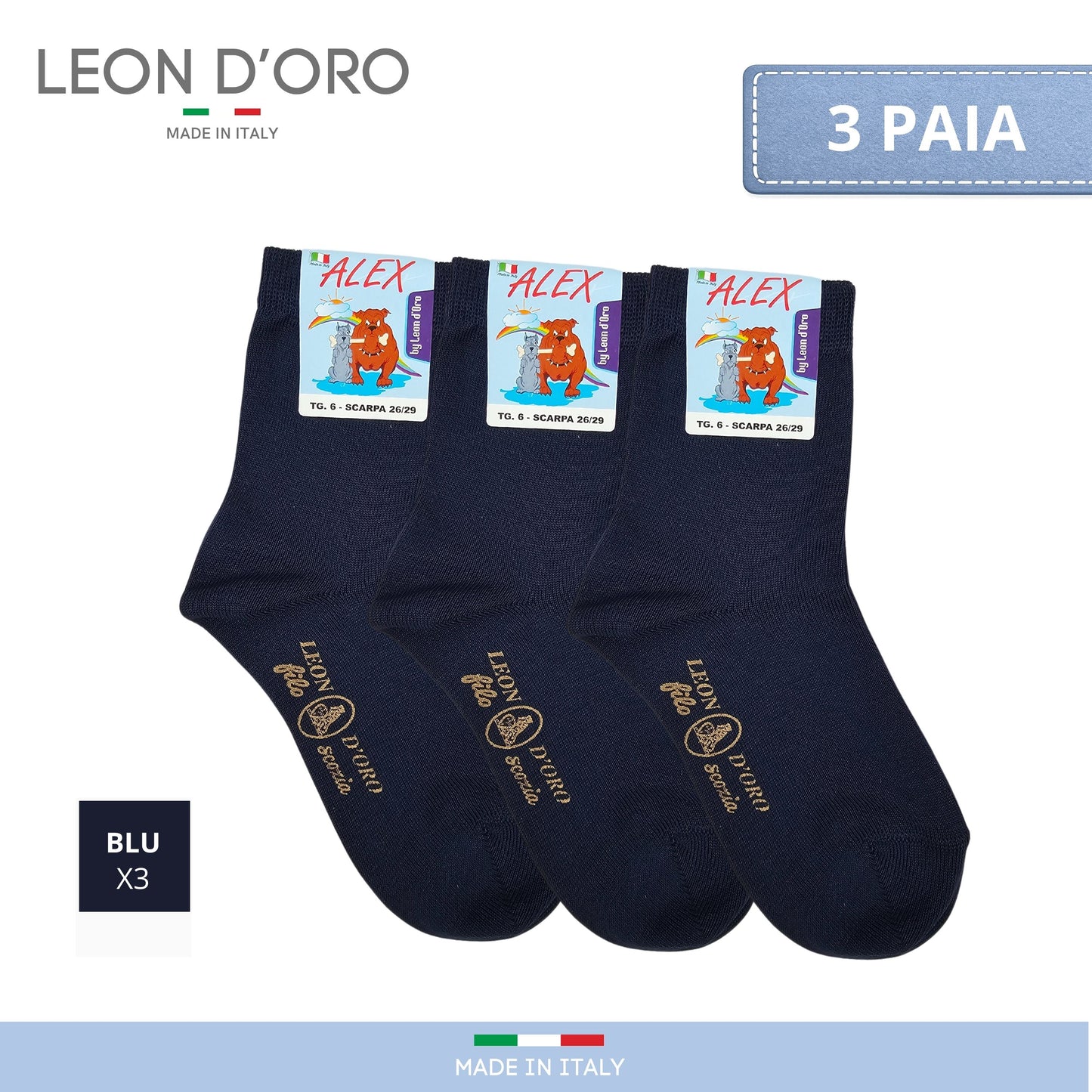 Calzino Bambino COTONE LEGGERO FILO DI SCOZIA Corto 3 Paia Calzini Bambino Calze Bimbo Made in Italy