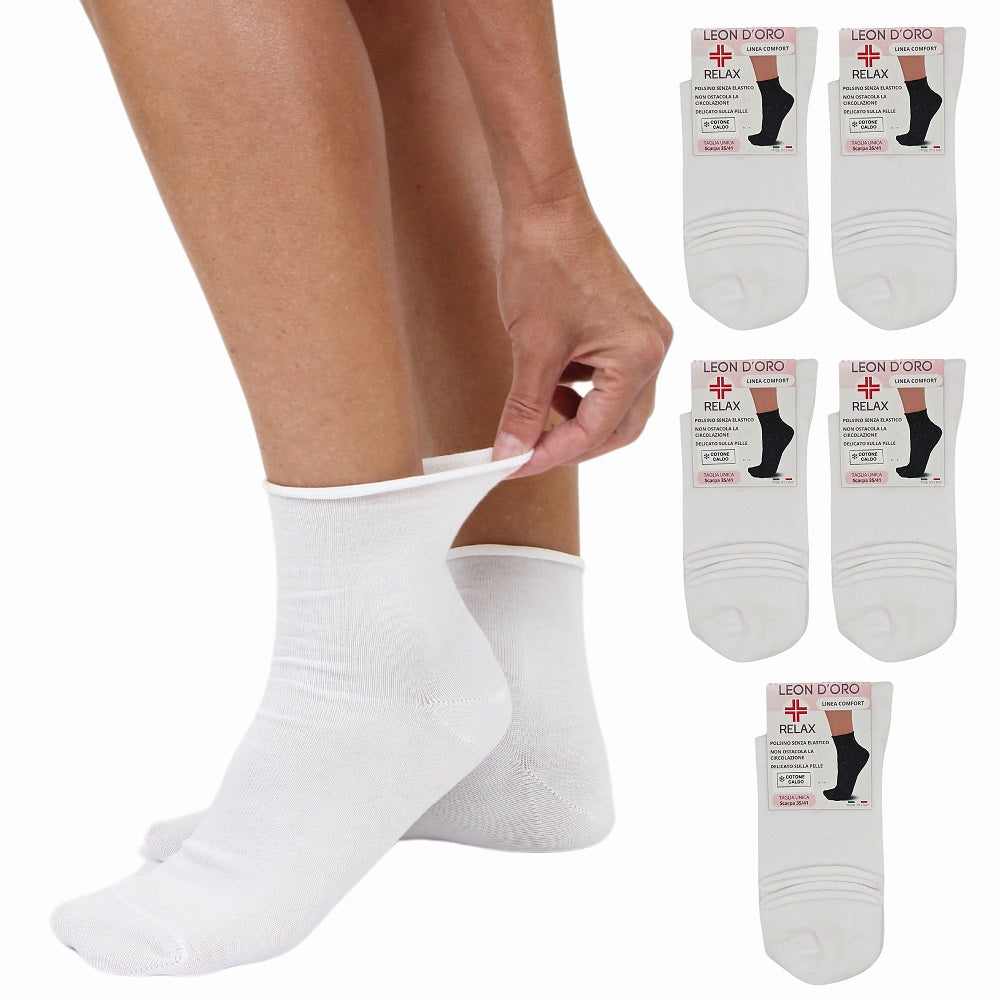Calze Donna Sanitarie caldo cotone 5/6 PAIA, Calzino Senza Elastico Per Diabetici, 100% Made in Italy