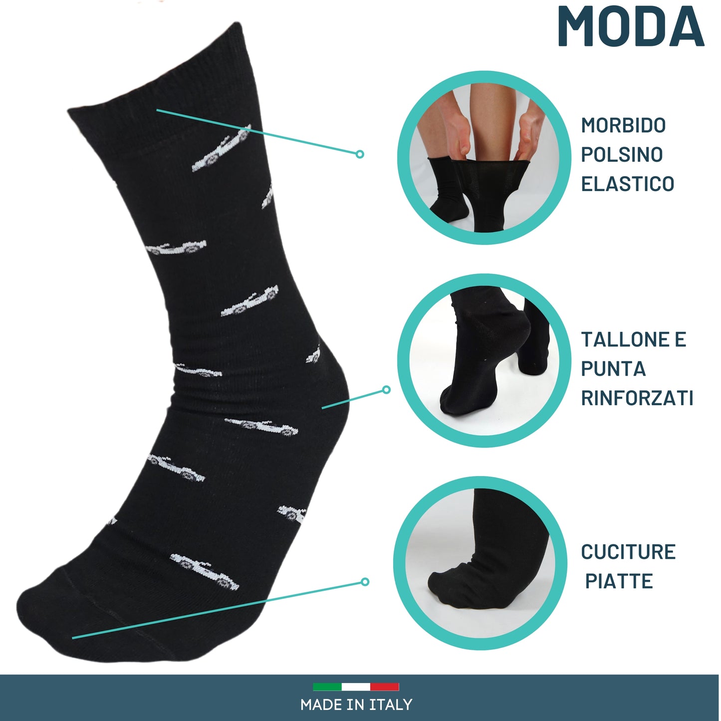 Calze Uomo Caldo Cotone corte 6 Paia calze uomo invernali Fantasia calze Moda Made in Italy