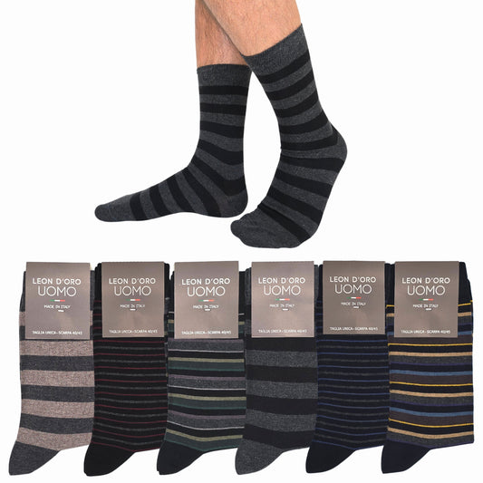 Calze Uomo Caldo Cotone corte 6 Paia calze uomo invernali Fantasia calze Moda Made in Italy RIGA