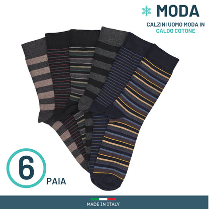 Calze Uomo Caldo Cotone corte 6 Paia calze uomo invernali Fantasia calze Moda Made in Italy RIGA