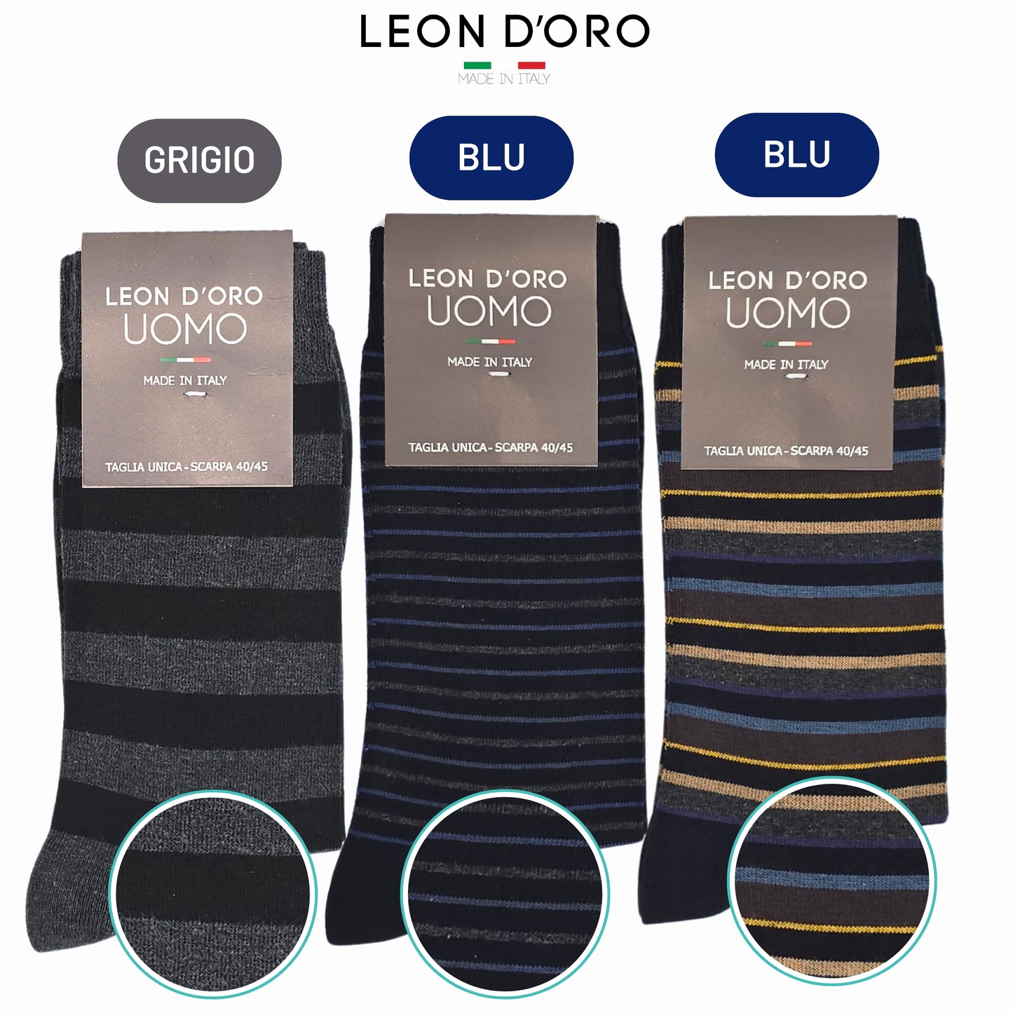 Calze Uomo Caldo Cotone corte 6 Paia calze uomo invernali Fantasia calze Moda Made in Italy RIGA