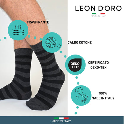 Calze Uomo Caldo Cotone corte 6 Paia calze uomo invernali Fantasia calze Moda Made in Italy RIGA