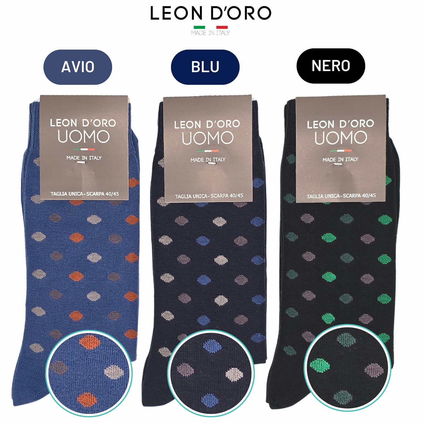 Calze Uomo Caldo Cotone corte 6 Paia calze uomo invernali Fantasia calze Moda Made in STRIPE/POIS