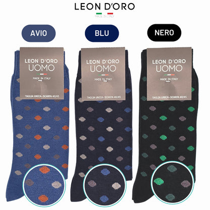 Calze Uomo Caldo Cotone corte 6 Paia calze uomo invernali Fantasia calze Moda Made in STRIPE/POIS
