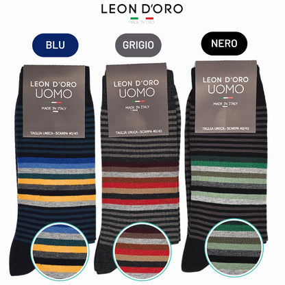 Calze Uomo Caldo Cotone corte 6 Paia calze uomo invernali Fantasia calze Moda Made in STRIPE/POIS