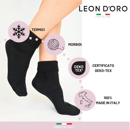 Calze da casa Donna, Calzettoni Invernali Donna, Calze Regalo Termiche 100% Made in Italy NERO