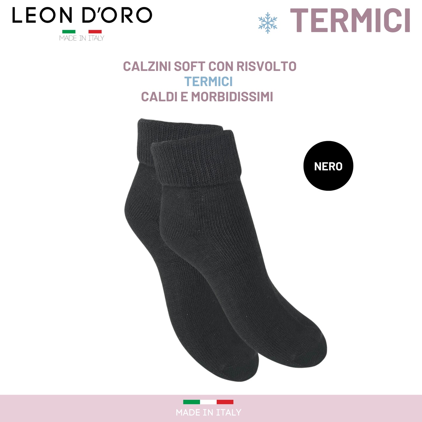 Calze da casa Donna, Calzettoni Invernali Donna, Calze Regalo Termiche 100% Made in Italy NERO