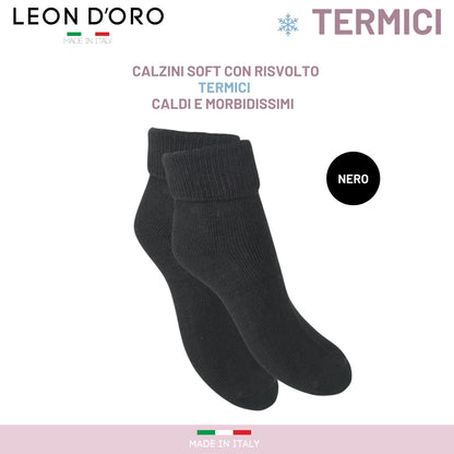 Calze da casa Donna, Calzettoni Invernali Donna, Calze Regalo Termiche 100% Made in Italy NERO