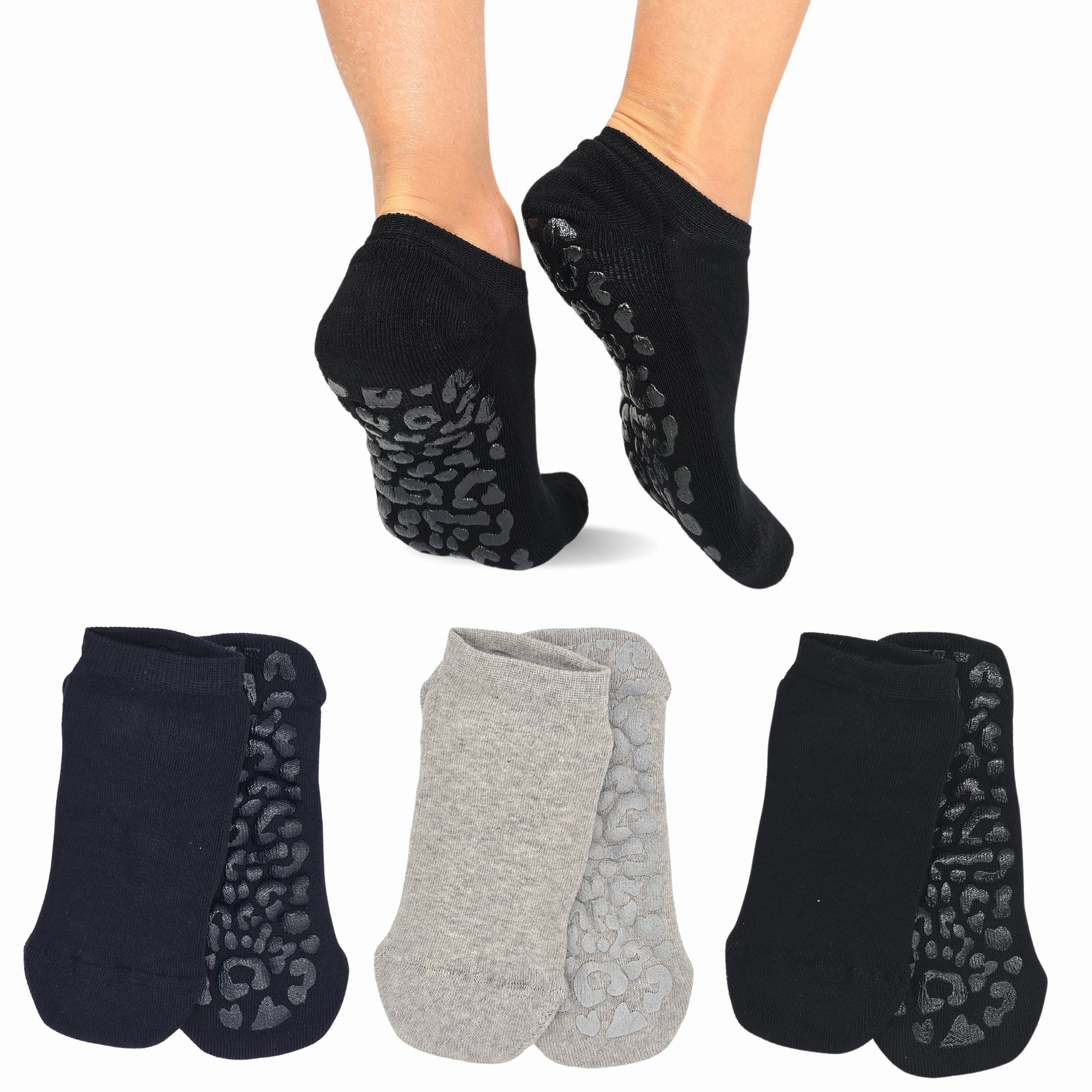 4 Paia Calzini Antiscivolo Yoga E Pilates Donna - Bianchi Con Punti In Silicone Taglia 36-39