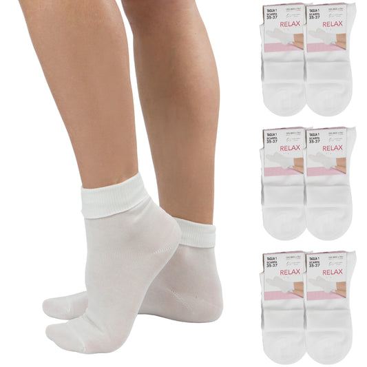 Calzini Donna Sanitari Cotone filo di Scozia Calzini senza elastico Calze per Diabetici 6 paia