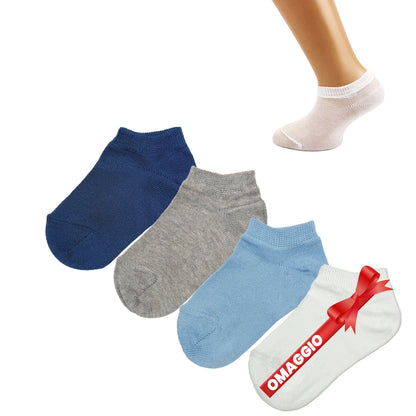 Calzini Corti Neonato Cotone 4 Paia Calze fantasmini leggeri filo di scozia 6 12 18 mesi Made in Italy  TINTA UNITA