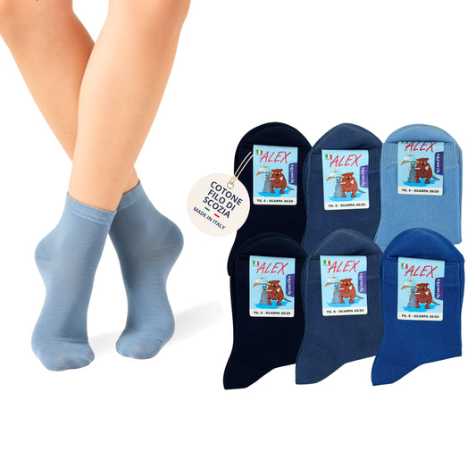 Calzino Bambino COTONE LEGGERO FILO DI SCOZIA Corto 3 Paia Calzini Bambino Calze Bimbo Made in Italy ASS2